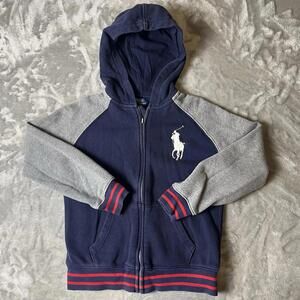 Polo Ralph Lauren Big Pony Kids Hoodie Sz 7‎ ZIPPER ISSUE